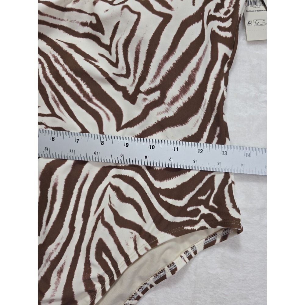 No Boundaries Zebra Print One Piece Bathing Suit Cheeky High Leg NWT Womens M - Picture 7 of 10